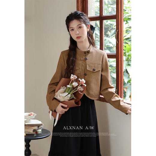 鹿向南「美拉德」皮衣外套吊带裙女2025新款秋冬穿搭显瘦两件套 商品图3