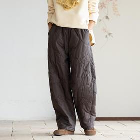 牧衣游原创 40支纯棉山野花机绣裤子女冬宽松柔软保暖休闲裤 归院