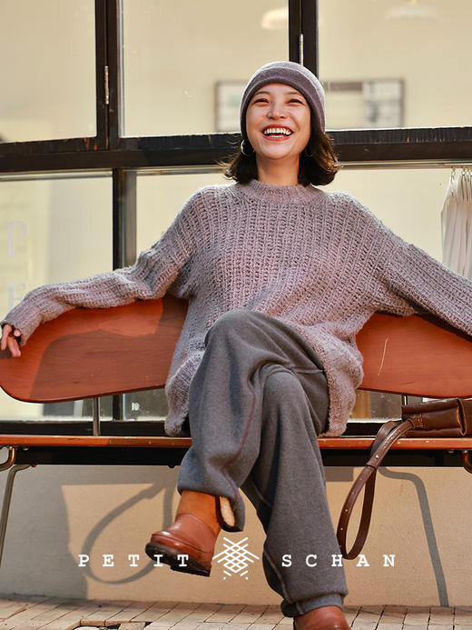 PETIT SCHAN小闪 CLO#962 Good-natured 没脾气 棉羊毛松紧腰抓绒萝卜裤 商品图3