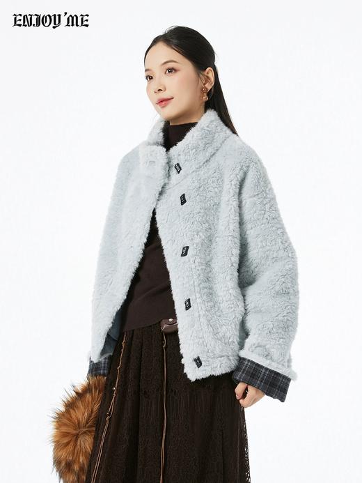 【门店同款】ENJOY冬季“游牧漫寻”牛角扣格子手袖毛外套 167448376 商品图3
