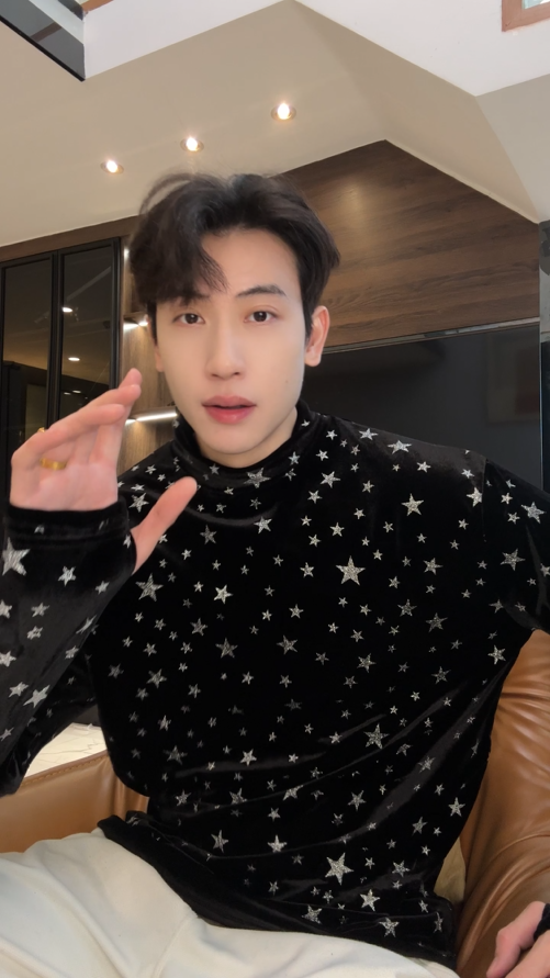 T4972SDSA男士秋冬新款痞帅男装潮牌满印洒金星星半高领长袖T恤百搭潮