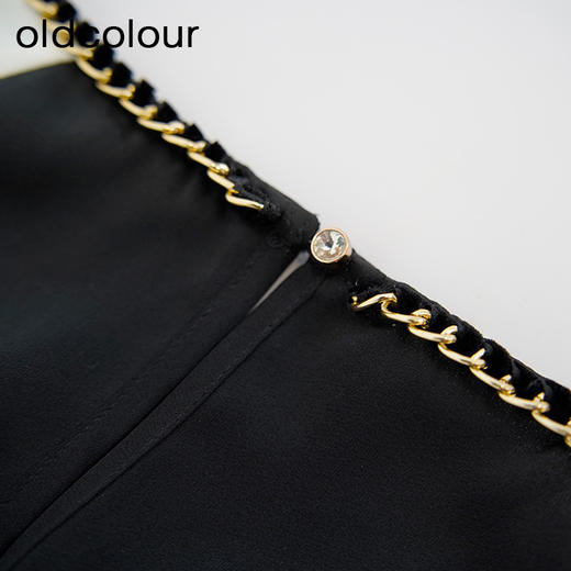 oldcolour欧珂春季新款商场同款圆领拼色休闲长袖衬衫女Q140118A1 商品图4