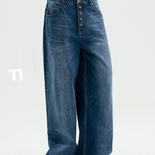 启世录TIWILLTANG“晕染界域”排扣牛仔裤 商品图0