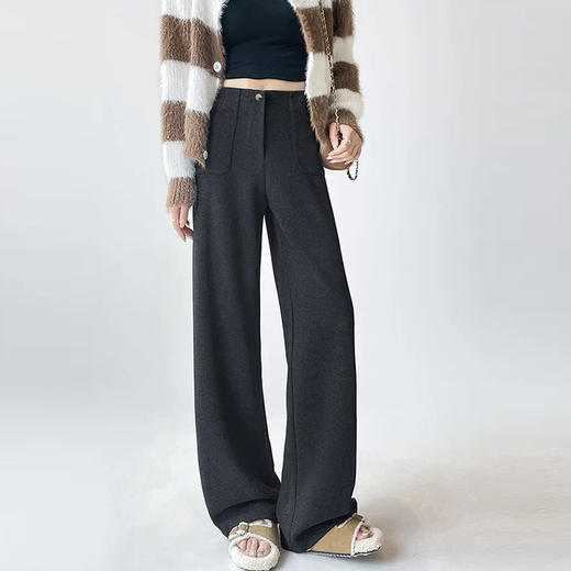 比例修饰 利落气质 拒绝臃肿【梦惠妮 人字纹毛呢修型裤】挺阔版型 修饰身材 拉长腿型 羊毛蚕丝精致配比 不起皱 高腰设计无束缚  #M663 商品图4