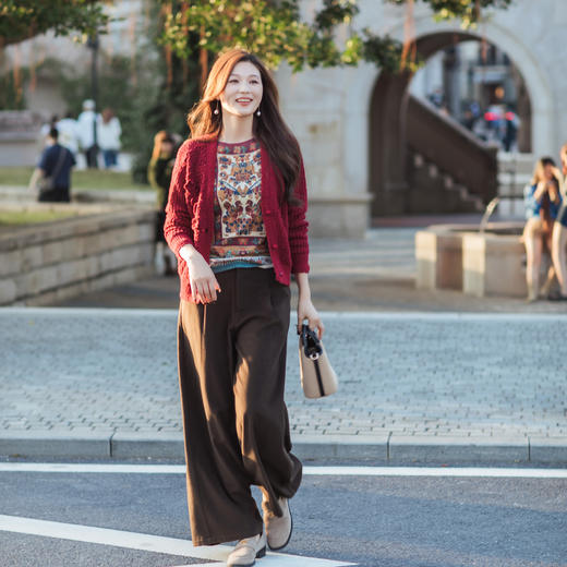 【林栖设计小店】（现货）羊毛混纺压褶裤子优雅多色百搭直筒宽松显瘦2025秋冬新款阔腿裤女1954071 商品图3