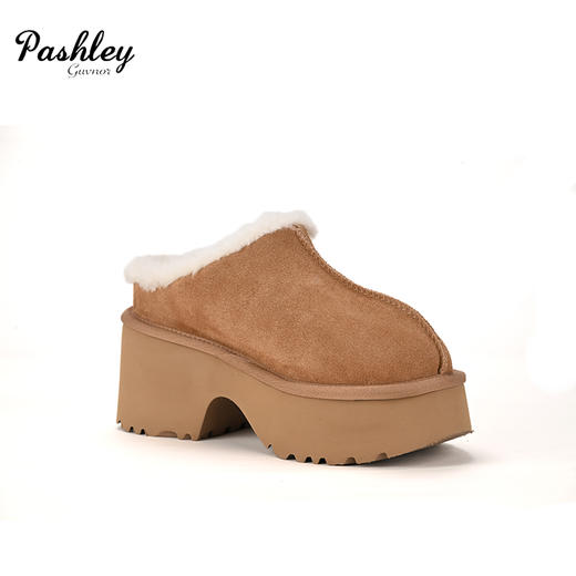 【梅花出品】帕奢利人鱼厚底牛皮澳洲羊毛毛圈毛拖HZ0035P 商品图4