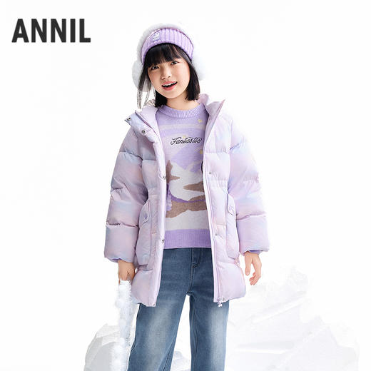 【实体店同款】女童中长款羽绒服冬季新款安奈儿童装AG545393 商品图0