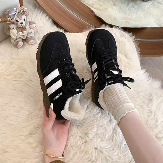 【YW】无忧购加绒保暖秋冬季时尚德训女鞋百搭休闲运动板鞋0796（截单后3-5天发货） 商品图12