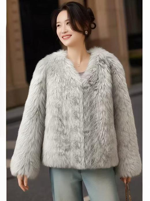 【环保皮草】P03简约皮毛一体秋冬大衣外套-喜出 商品图0