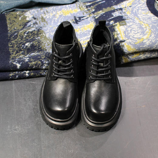 DRONKOO 2025 系带内侧拉链德比大头中帮真皮休闲鞋 商品图3