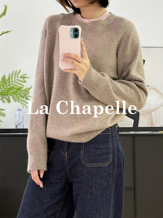 专柜实拍【蓬松柔软/兔毛+绵羊毛】拉夏贝尔/La Chapelle圆领针织衫~低饱和多色非常秋冬！很温柔气质百搭毛衣 商品图6