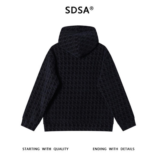 WY1322SDSA男士秋冬新款痞帅男装潮牌绒毛撞色格子抽绳连帽卫衣百搭时尚 商品图5