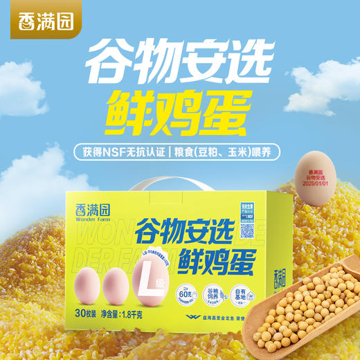 香满园谷物安选鲜鸡蛋L级/1.8kg(珍珠棉托/礼盒)30枚装 商品图0
