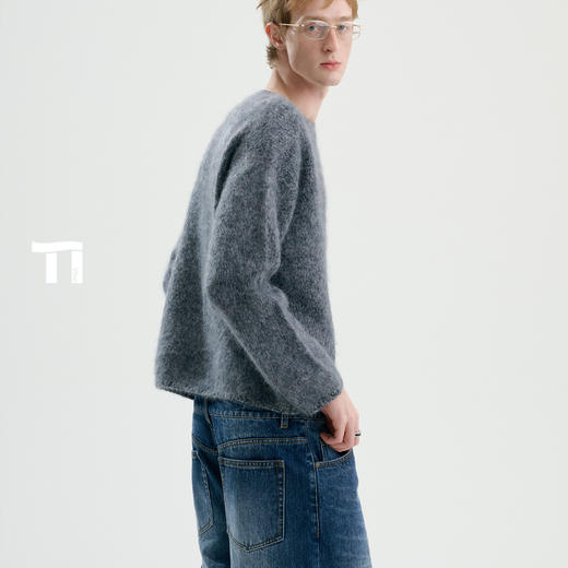 TIWILLTANG启世录“柔愈雾霭”套头皮标毛衫 商品图3