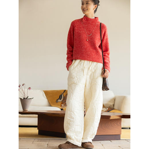 牧衣游原创 16姆米丝棉涧棉裤子冬季舒适保暖百搭休闲裤 暖云天 商品图1