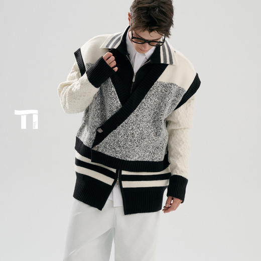 TIWILLTANG启世录“月宴纸境”假两件拉链毛衫 商品图1