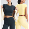 跃牌【颜值有理】系列 瑜伽服运动上衣女正肩紧身纯色健身短款露脐休闲短袖T恤B-XL38+YK1339 商品缩略图0