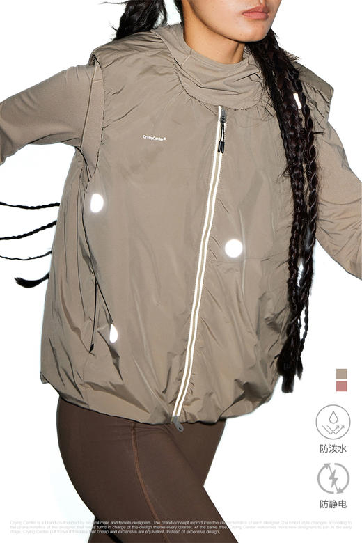 CryingCenter U领皱褶反光波点石墨烯棉服马甲 男女款 哭喊中心 商品图4