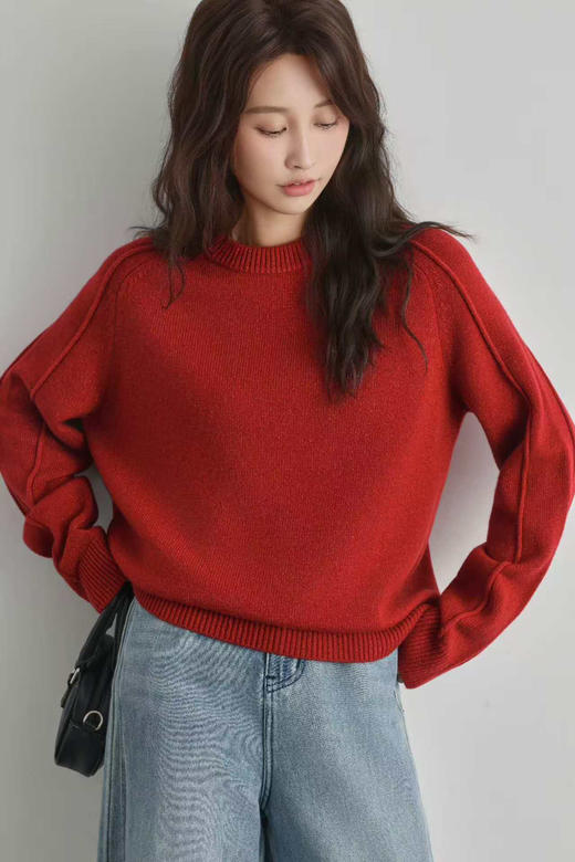 【团购 2025年 纯羊毛 圆领】多色 镶嵌金丝款 纯羊毛 羊毛衫 请手洗或轻柔机洗哦 柔软 亲肤 商品图7