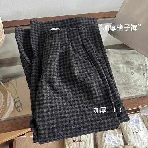  「工坊级显瘦神裤」复古格纹磨毛羊毛混纺面料！宝乐颂 羊毛休闲加厚毛呢格子裤 商品图4