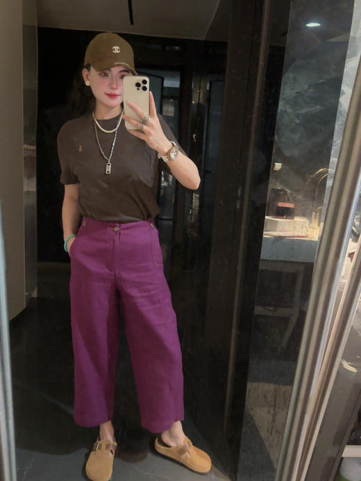 亚麻紫色宽松阔腿裤（蕾姐穿S） 商品图1