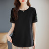 宽松短袖女t恤2025新款休闲黑色上衣胖mm大码女装夏季遮肚体恤衫 商品缩略图1