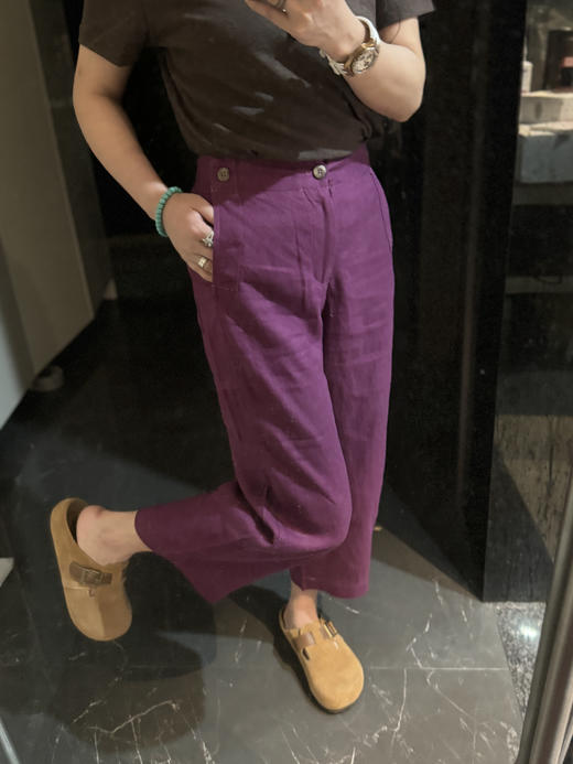 亚麻紫色宽松阔腿裤（蕾姐穿S） 商品图4