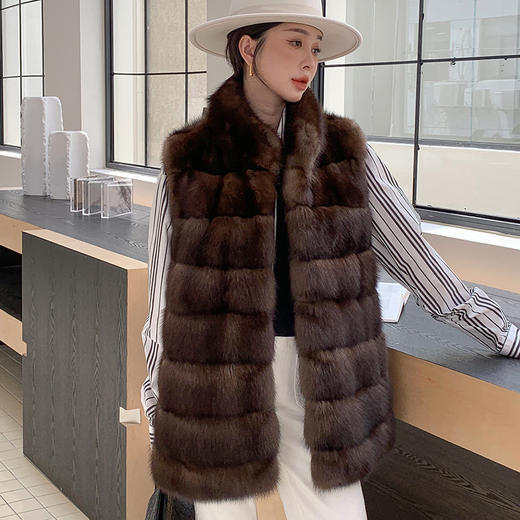 丁摩 仿紫貂新款气质马甲中长款外套33669 商品图0