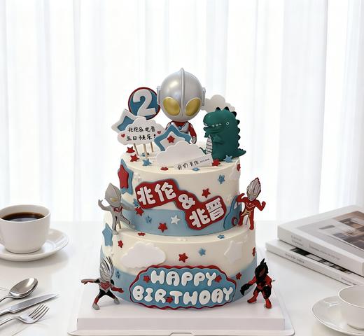 恐龙奥特曼咸蛋超人双层蛋糕-低糖处理无添加 商品图3