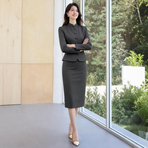 IWY/高级感灰色商务职业套装女两件套西装外套包臀裙西服连衣裙25CQ885 商品图2