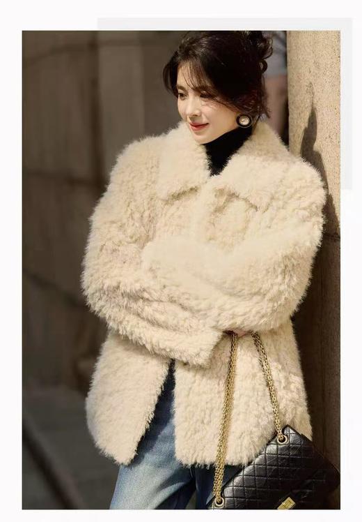 【环保皮草】P01翻领皮毛一体秋冬大衣外套-喜出 商品图1