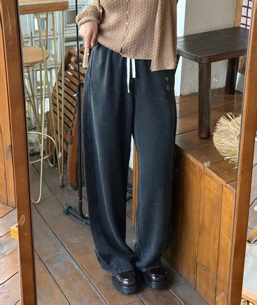 Moco秦岚同款烫钻水洗阔腿裤111005 商品图0