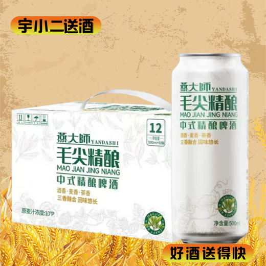 【中式茶啤】燕大师毛尖中式精酿茶啤酒 原麦汁浓度10°P酒精度3.3%vol 500ml*12 商品图0