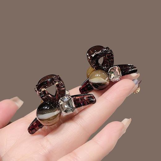 丁摩 【2个装】气质咖色刘海小号抓夹前额高级感侧边发夹女后脑勺夹子头饰5ZF-1110 商品图0