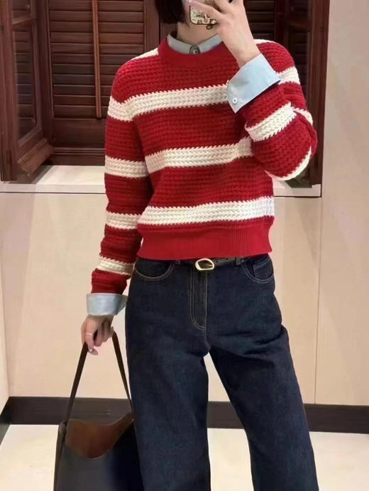 【高品质私服】【IC棉羊绒条纹套头针织衫】利落线条勾勒慵懒随性的廓形，自带复古法式风情G1268-CC【无标出货 介意慎拍】 商品图8