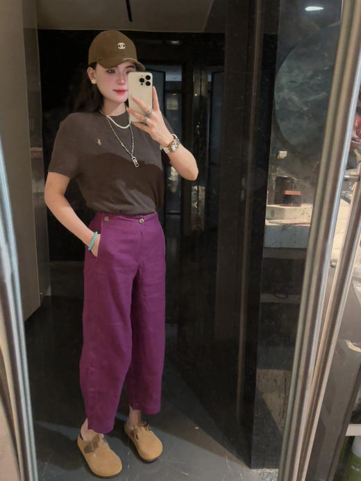 亚麻紫色宽松阔腿裤（蕾姐穿S） 商品图3