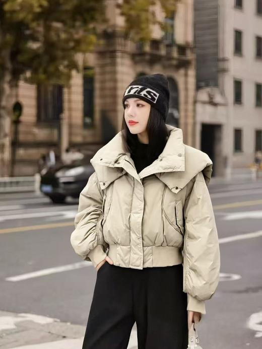 超有范【羽绒服】绒子含量90%设计感宽螺纹短款宽松羽绒服-喜出 商品图3