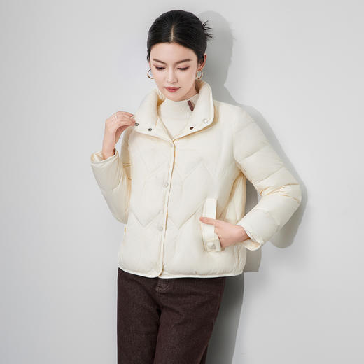 「高货wl」全新升级【铂金会员395/天猫529/差价134】(62650)洛诗琳立领单排扣轻薄绒羽绒服2025秋冬防风保暖短外套女 商品图0
