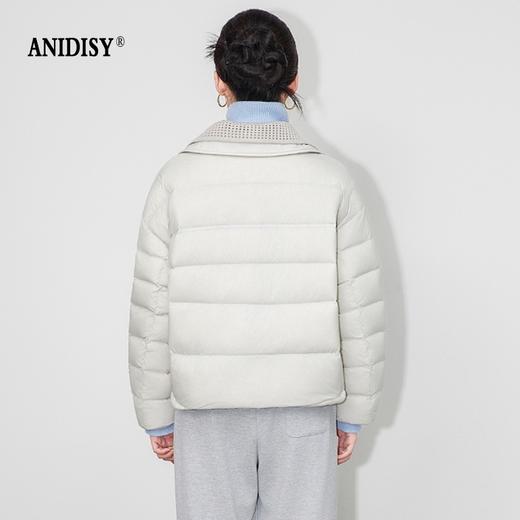 90白鸭绒云朵泡芙撞料翻领长袖单排扣短款羽绒服 商品图3