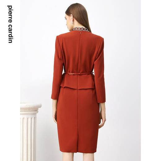 皮尔卡丹女装连衣裙秋季淑女拼接领通勤假两件连衣裙P3326E3920C0 商品图2