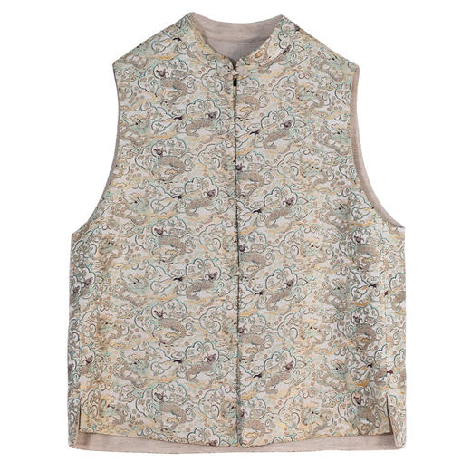 牧衣游原创 牛首龙纹织锦双面穿马夹高端复古文艺中式开衫 肆季 商品图4