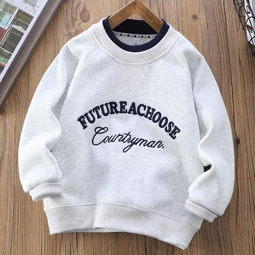 110-170 厚实保暖一体奥利绒重工刺绣字母卫衣 商品图5