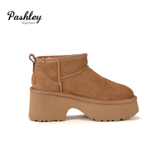 【梅花出品】帕奢利/LAMY人鱼厚底牛皮澳洲羊毛雪地靴HZ0036P 商品图3