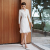 IWY/气质米白色西装连衣裙女新款收腰正式场合宴会鱼尾裙Q1480 商品缩略图3