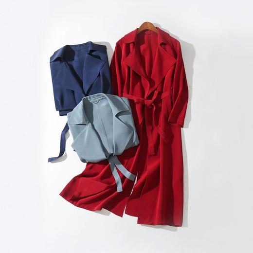 「断码清仓」高级感正红色长款收腰系带翻领大衣M码 ZFYY042 商品图5