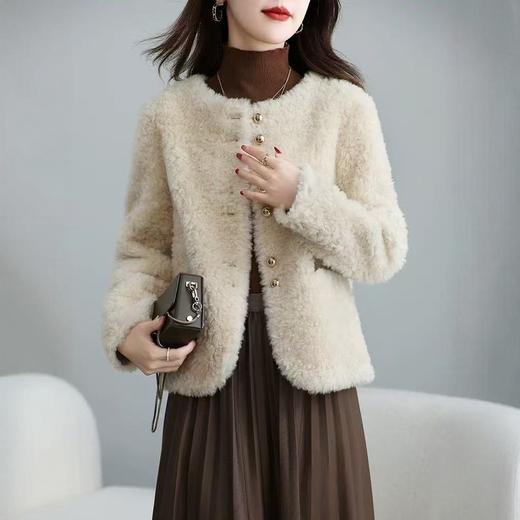 丁摩 皮毛一体羊剪绒小香风羊羔毛大衣8501 商品图2