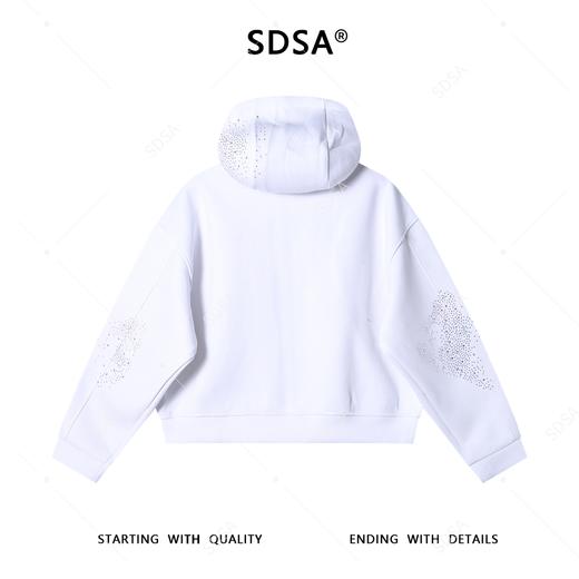 25157SDSA秋冬新款痞帅男装韩版简约纯色烫钻抽绳拉链连帽卫衣百搭时尚 商品图5