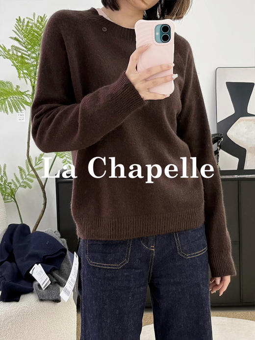 专柜实拍【蓬松柔软/兔毛+绵羊毛】拉夏贝尔/La Chapelle圆领针织衫~低饱和多色非常秋冬！很温柔气质百搭毛衣 商品图9