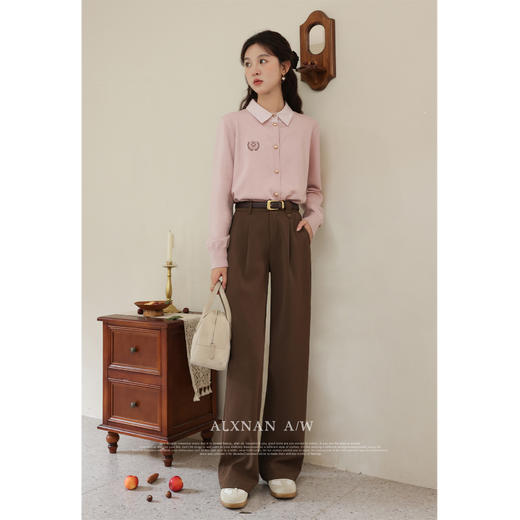 鹿向南「艺术生女孩」粉色开衫上衣2025秋冬新款气质休闲长袖毛衣 商品图3