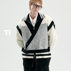 TIWILLTANG启世录“月宴纸境”假两件拉链毛衫